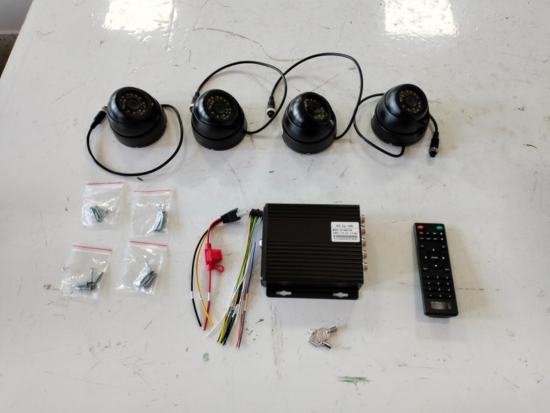 HC-B-63036-1 4-CH Full Set Mobile DVR Video Recorder Kit with 4PCS Waterproof Cameras for Car