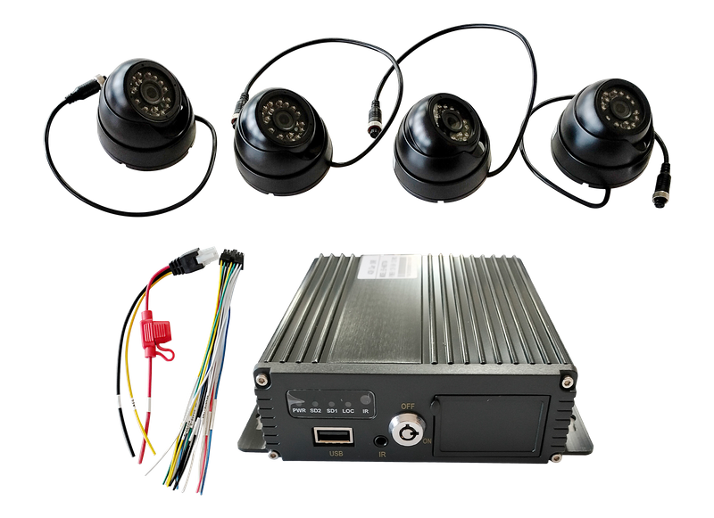 HC-B-63036-1 4-CH Full Set Mobile DVR Video Recorder Kit with 4PCS Waterproof Cameras for Car